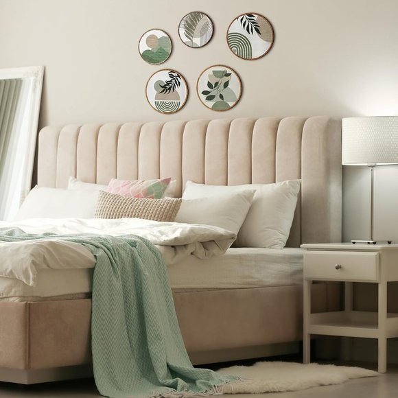 10'' and 8'' 5 Pcs Boho Wooden Bohemian Greenery Wall Hanging Decor - Picture 5 of 6